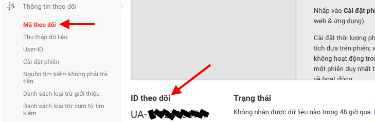 ID theo dõi qua Google analytics