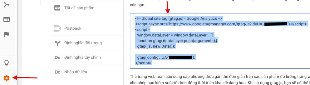 Mã theo dõi Google Analytics