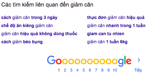 Từ khóa dài liên quan thay thế Google gợi ý