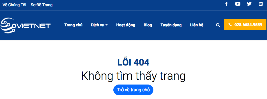 Lỗi 404 không tìm thấy trang bạn tìm