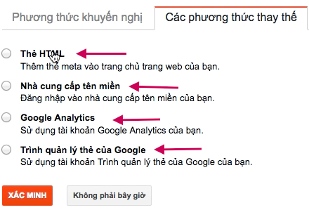 Phương thức thay thế search console