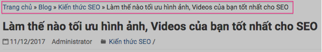 Breadcrumb cho Website sử dụng plugins Yoast SEO