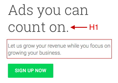 Google Adsense Start ví dụ về H1