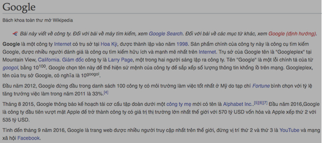 Google trên Wikipedia Việt Nam