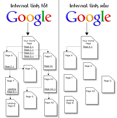 internal link tốt và xấu theo Google