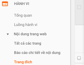 Hành vi trang đích Google Analytics