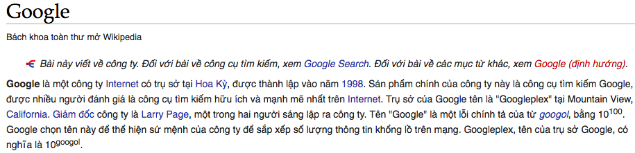 Liên kết nội bộ Google Wikipedia