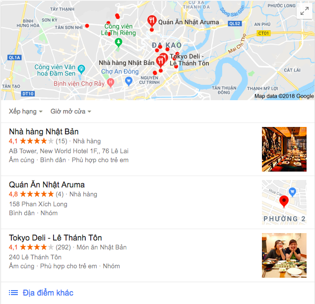 Local SEO quán ăn Nhật Bản tại TPHCM