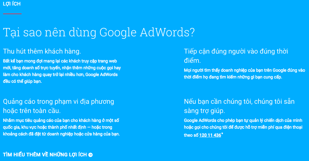 Lợi ích sử dụng Google Adwords