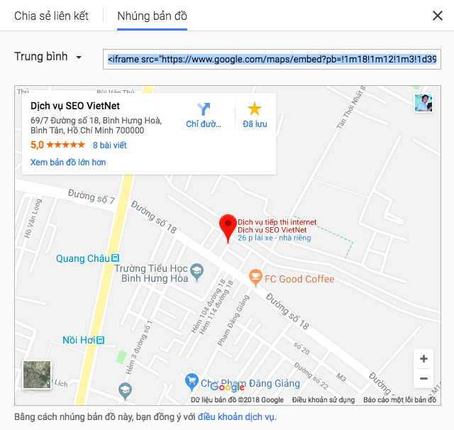 Nhúng bản đồ Google Maps vào Website