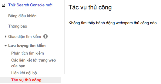 Tác vụ thủ công của Google Search Console