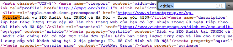 Tiêu đề của một trang viewsource