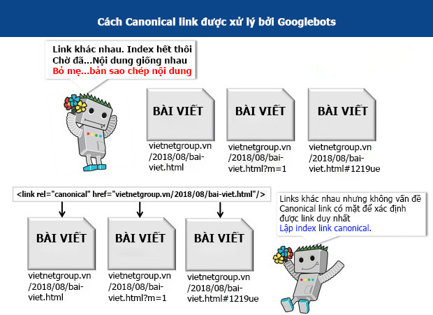 Hoạt động của tag link rel canonical