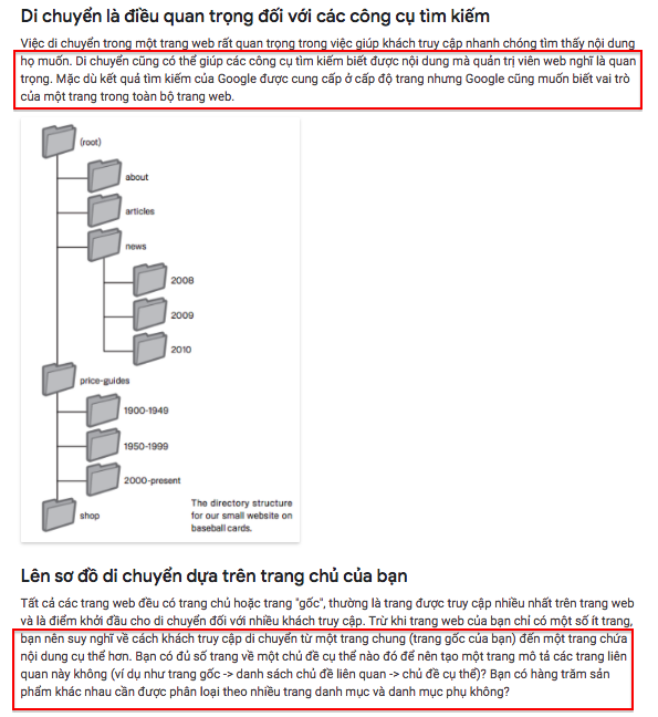 Cấu trúc trang Web Google hướng dẫn
