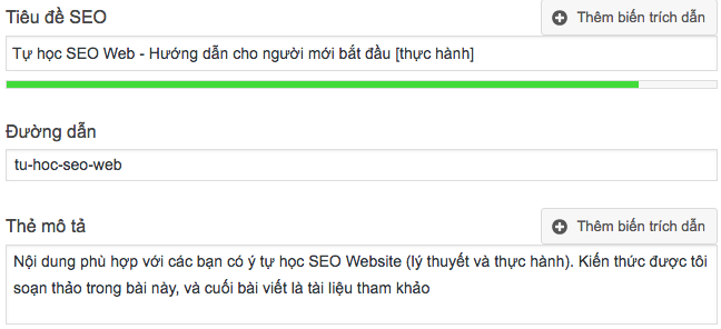 Cấu hình tiêu đề SEO thẻ mô tả trong Yoast SEO